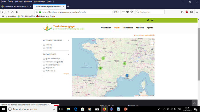 capture d'écran de la carte des initiatives