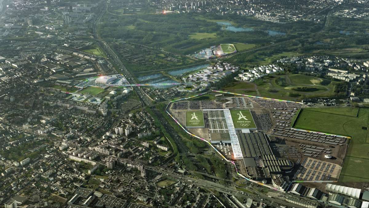 Maquette du futur village olympique situé au nord de Paris