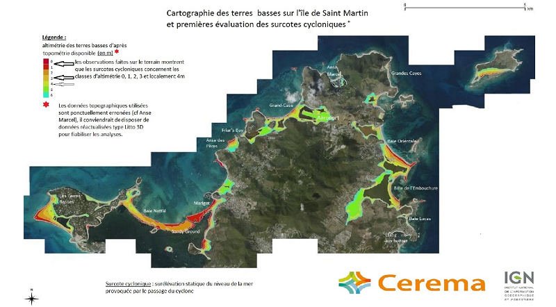 Cartographie des terres basses à Saint-Martin