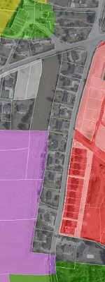 vue en gros plan d'un logiciel d'observation foncière: parcelles de couleur