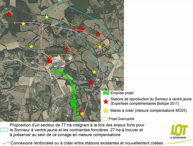 Plan du projet de création de mares a proximité du contournement