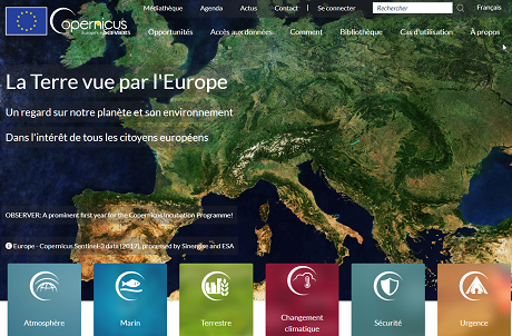 page d'accueil du site Copernicus