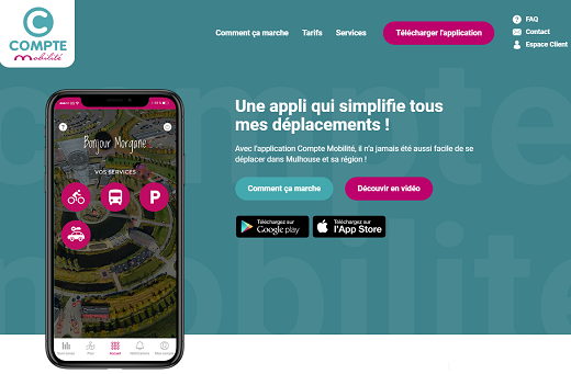 page d'accueil du compte mobilité à Mulhouse