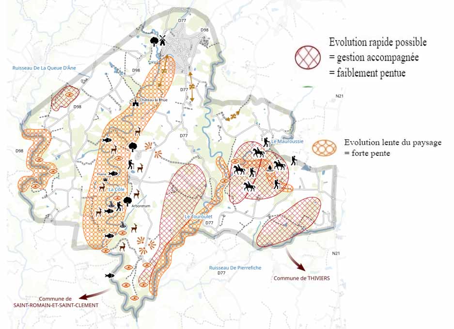 Carte de synthèse des zones de massif forestier à évolution lente ou rapide