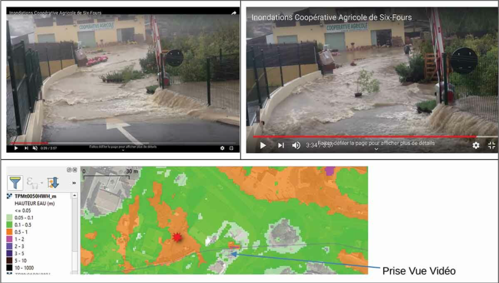 Comparaison vidéo des lieux inondés avec la cartographie du modele