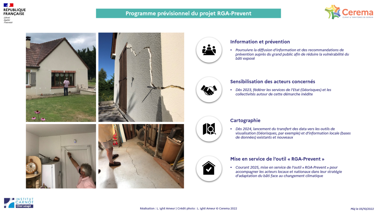 Programme prévisionnel du projet RGA-Prevent