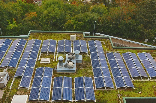 toiture végétalisée avec des panneaux photvoltaiques