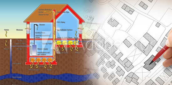 infographie d'une maison avec du radon