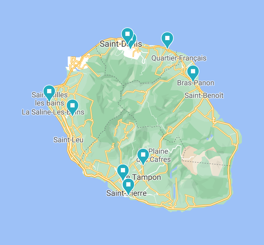 Localisation des établissements engagés dans CUBES à la Réunion
