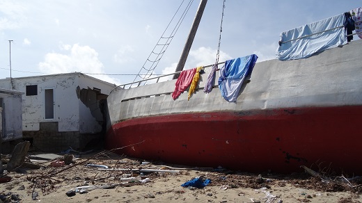 bateau échoué suite à l'ouragan Irma