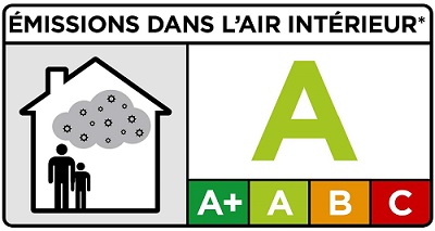 logo de la qualité de l'air intérieur des bâtiments notés de A à E 
