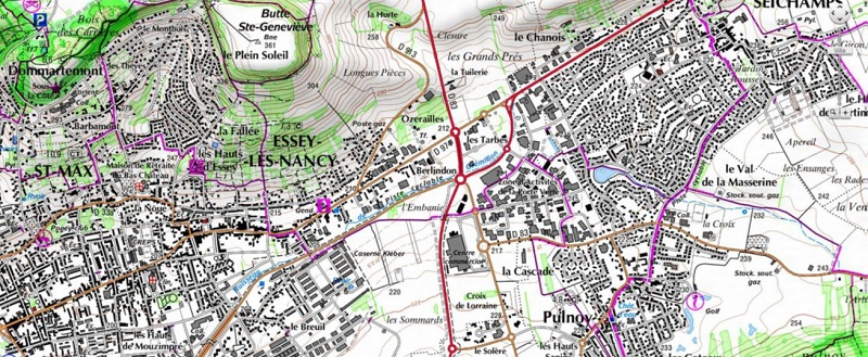 Carte de Nancy et du ruisseau du Gremillon