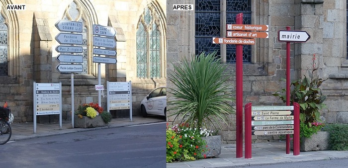 Exemple d'optimisation de la signalisation - commune de Villedieu-les-Poêles
