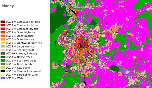 Cartographie des zones climatiques locales à Nancy