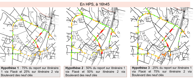 isualisation des trafics du scénario 1 à 16 h 45 (HPS)