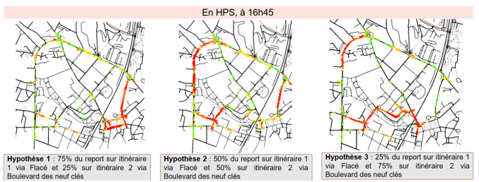 Figure 4 – Visualisation des trafics du scénario 2 à 16 h 45 (HPS)