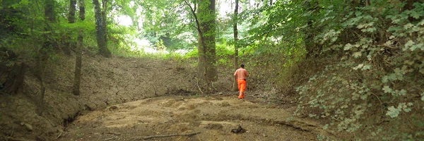 effondrement karstique en foret