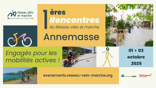 Logo des 1ères Rencontres du Réseau vélo et marche à Annemasse du 01 au 03/10/25