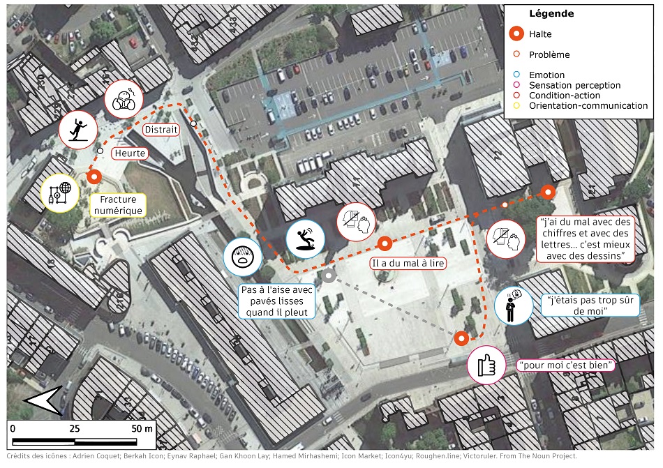 carte du parcours d'un des témoins