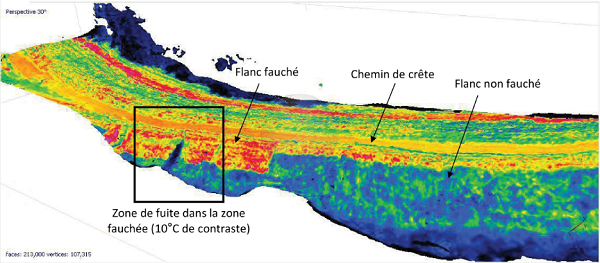 Observations multispectrales sur une digue de la loire pour voir les fuites d'eau