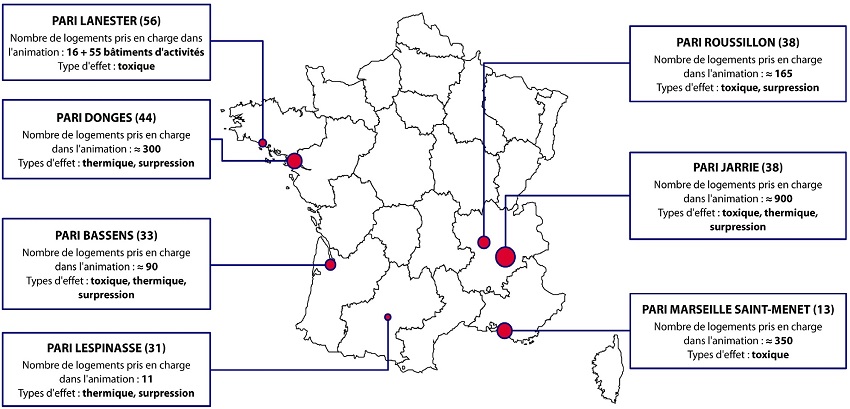 carte des sites expérimentaux PARI 