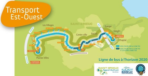 Carte de la ligne de bus TEO