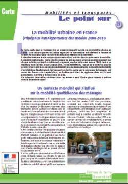 La mobilité urbaine en France. Principaux enseignements des années 2000-2010