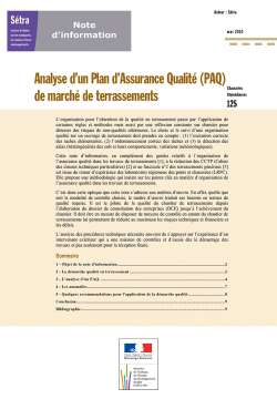 Analyse d’un Plan d’Assurance Qualité (PAQ) de marché de terrassements