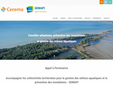 Capture d'écran de la page d'accueil du site GEMAPI