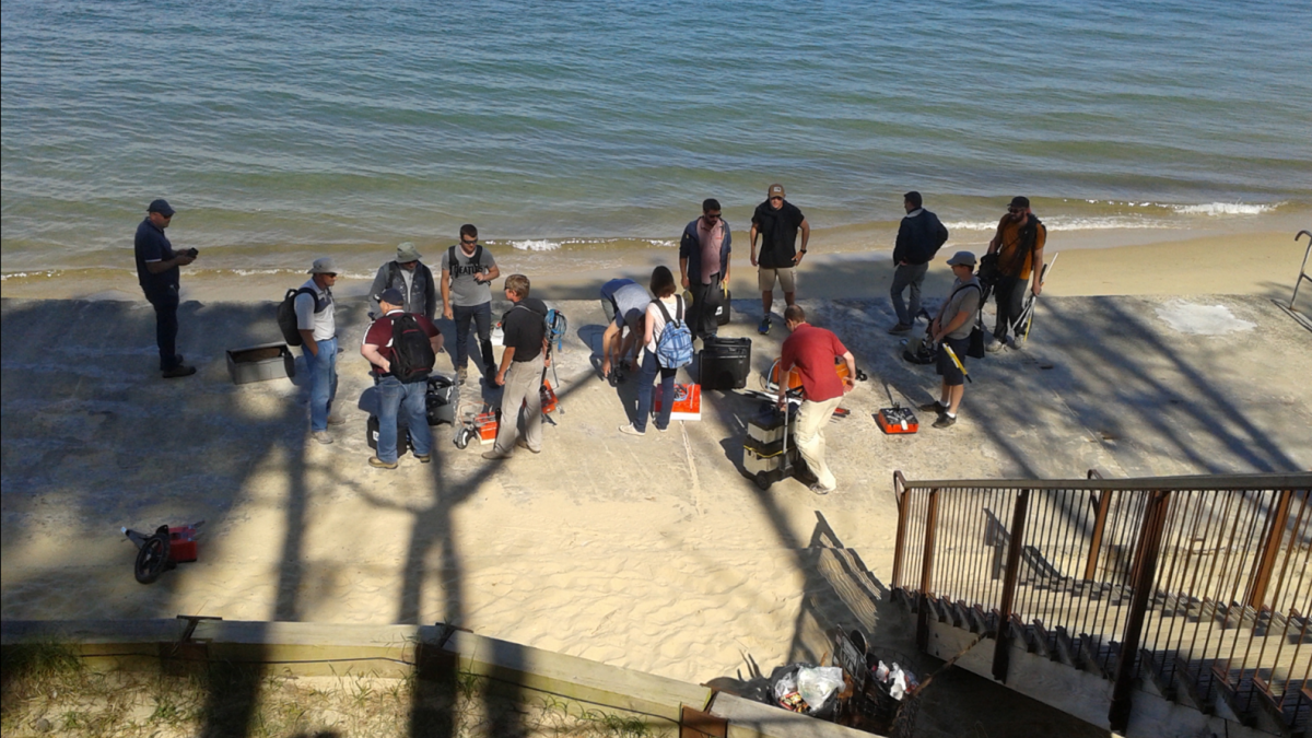 Mise en place de l'atelier sur la dune du Pilat