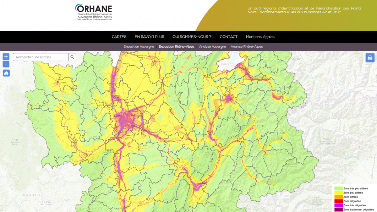 capture d'écran de la cartographie de la plateforme Orhane