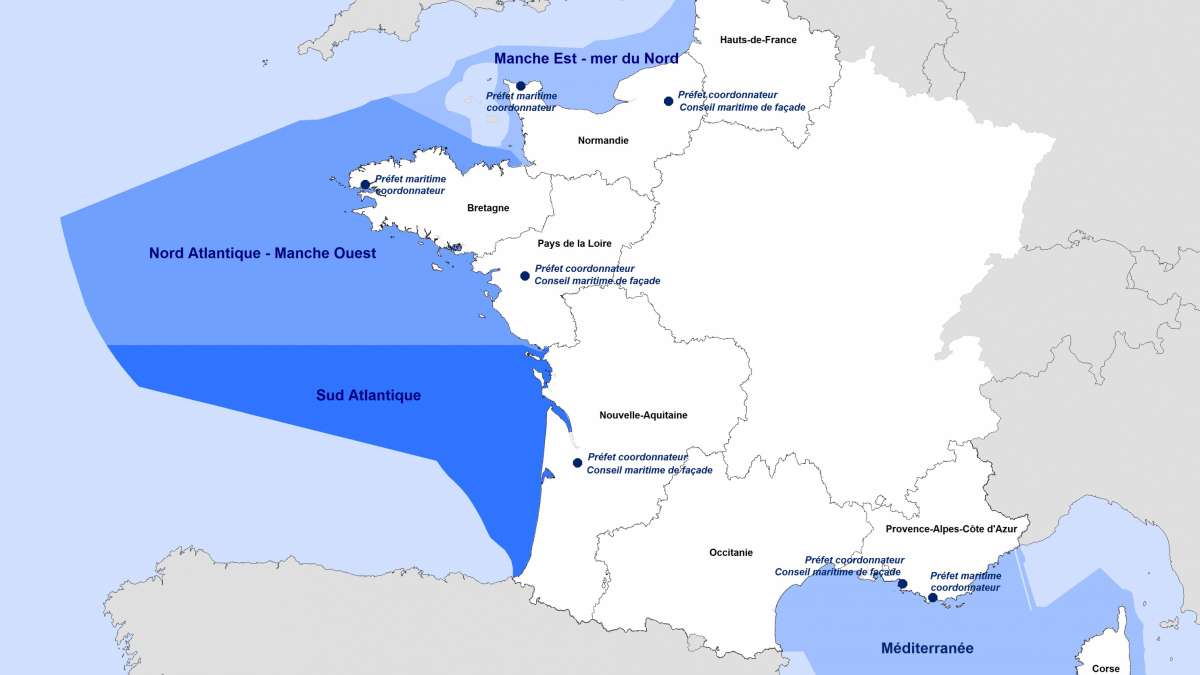 Carte des façades maritimes françaises