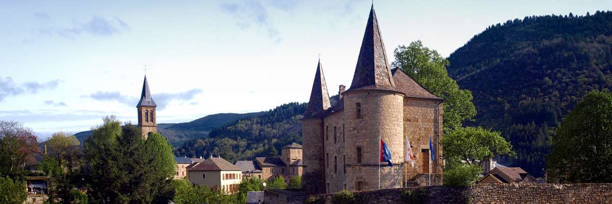 Florac (Lozère) - Panorama du château à l'église