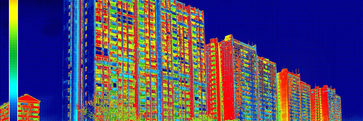 Visualisation par caméra thermique des fuites de chaleur d'une barre d'immeubles