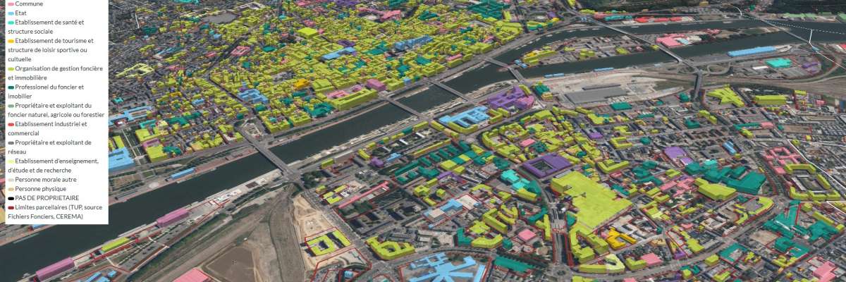 Outil cartographique des bâtiments tertiaires de la Métropole de Rouen, réalisé par le Cerema 